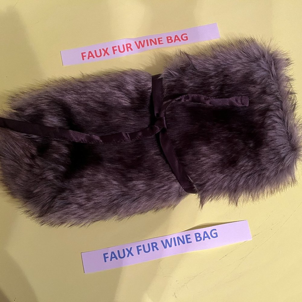 Faux Fur Pottery Barn wine bag - Picture 2 of 7